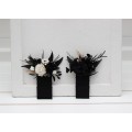 Pocket Boutonniere in White & Black | Halloween & Gothic Wedding Flower Accessories