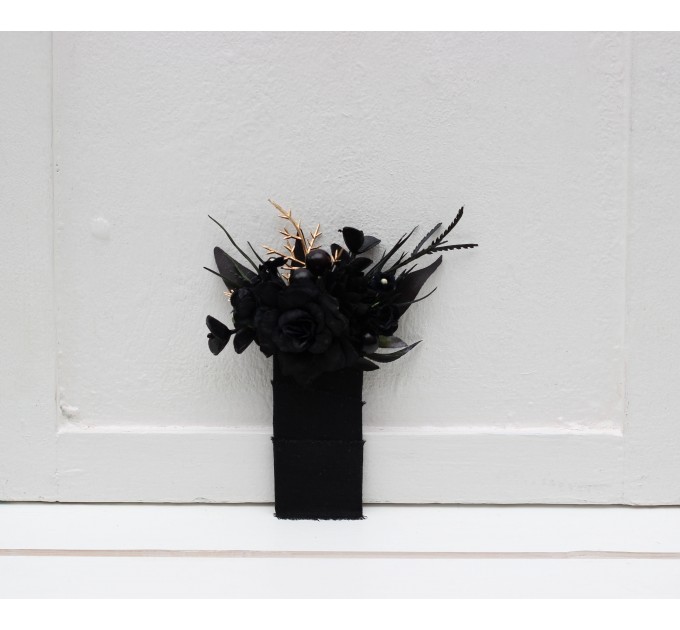 Pocket Boutonniere in White & Black | Halloween & Gothic Wedding Flower Accessories