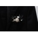 Pocket Boutonniere in White & Black | Halloween & Gothic Wedding Flower Accessories