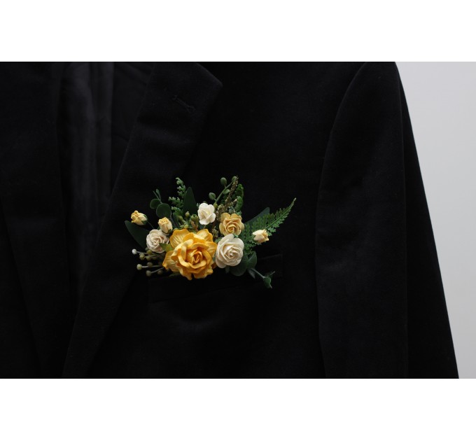 Pocket Boutonniere in Yellow & Green | Faux Flower Accessories
