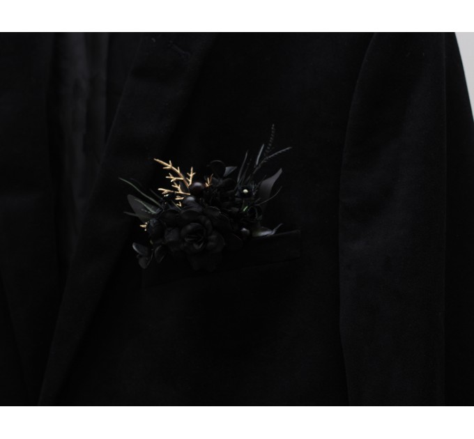 Pocket Boutonniere in White & Black | Halloween & Gothic Wedding Flower Accessories
