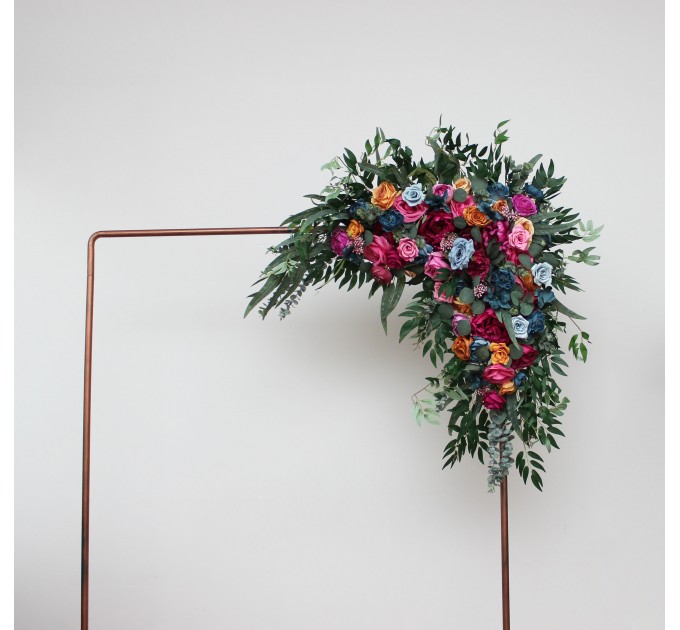 Flower Arch Arrangement in Jewel-Tone Colors | Faux Floral Archway for Wedding