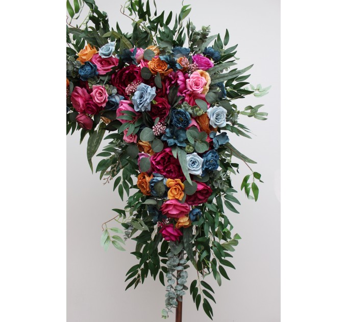 Flower Arch Arrangement in Jewel-Tone Colors | Faux Floral Archway for Wedding