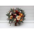 Bridal & Bridesmaid Bouquets for Fall Wedding | Orchid & Dahlia Faux Cascading Bouquets