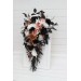 Dusty Rose, Black, Cinnamon, and White Cascading Wedding Bouquets – Gothic Bridal & Bridesmaid Designs
