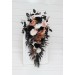 Dusty Rose, Black, Cinnamon, and White Cascading Wedding Bouquets – Gothic Bridal & Bridesmaid Designs
