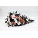 Dusty Rose, Black, Cinnamon, and White Cascading Wedding Bouquets – Gothic Bridal & Bridesmaid Designs
