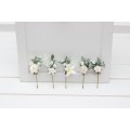 Set of 5 bobby pins in white color. Hair accessories. Hair pins. Flower accessories for wedding. 5288