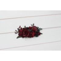 Flower comb in burgundy color scheme. Wedding accessories for hair. Bridal flower comb. Bridesmaid floral comb. 5230