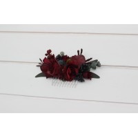 Flower comb in burgundy color scheme. Wedding accessories for hair. Bridal flower comb. Bridesmaid floral comb. 5230