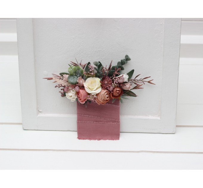 Pocket Boutonniere in Dusty Rose, Cream & Blush Pink | Faux Flower Accessories