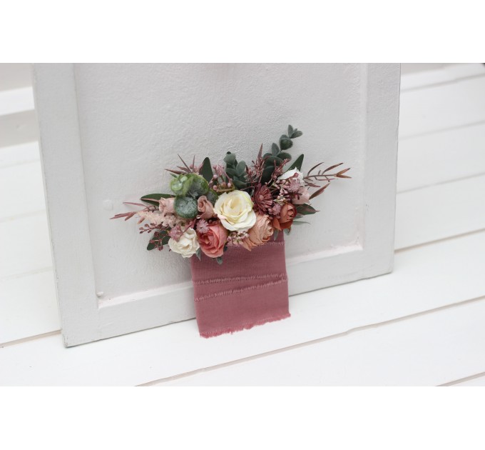 Pocket Boutonniere in Dusty Rose, Cream & Blush Pink | Faux Flower Accessories