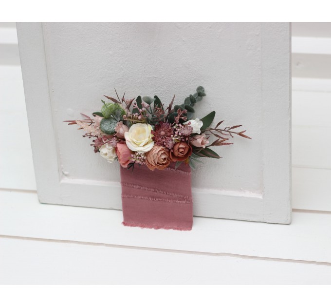 Pocket Boutonniere in Dusty Rose, Cream & Blush Pink | Faux Flower Accessories