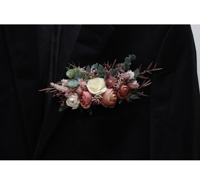 Pocket Boutonniere in Dusty Rose, Cream & Blush Pink | Faux Flower Accessories