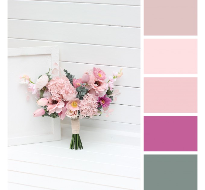 Small Bridal Bouquet in Dusty Pink & Blush Pink | Faux Silk Boho Wedding Flowers