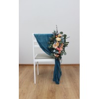 Aisle flowers in magenta peach coral dusty blue  scheme. Chair flowers. Sign flowers. Wedding flowers. Flowers for wedding decor. 5286
