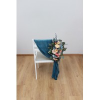 Aisle flowers in magenta peach coral dusty blue  scheme. Chair flowers. Sign flowers. Wedding flowers. Flowers for wedding decor. 5286