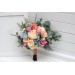 Spring & Summer Wedding Bouquets in Magenta, Peach, Coral & Dusty Blue | Faux Bridal & Bridesmaid Bouquets