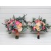Spring & Summer Wedding Bouquets in Magenta, Peach, Coral & Dusty Blue | Faux Bridal & Bridesmaid Bouquets
