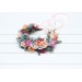 Magenta peach coral dusty blue flower crown. Hair wreath. Flower girl crown. Wedding flowers. Colorful flower crown. Summer wedding. 5286