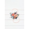 Wedding Boutonnieres & Wrist Corsage in Magenta, Peach, Coral & Dusty Blue | Faux Flower Accessories