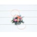 Wedding Boutonnieres & Wrist Corsage in Magenta, Peach, Coral & Dusty Blue | Faux Flower Accessories