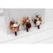 Wedding Boutonnieres & Wrist Corsage in Cinnamon, Ivory, Burgundy & Orange | Faux Flower Accessories