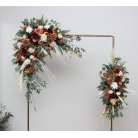  Flower arch arrangement in cinnamon ivory burgundy orange colors.  Arbor flowers. Floral archway. Faux flowers for wedding arch. 5287