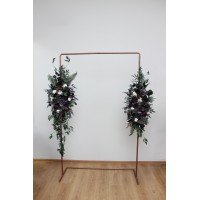  Flower arch arrangement in deep purple black ivory green  colors.  Arbor flowers. Floral archway. Faux flowers for wedding arch. 5289