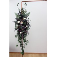  Flower arch arrangement in deep purple black ivory green  colors.  Arbor flowers. Floral archway. Faux flowers for wedding arch. 5289