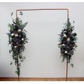 Flower Arch Arrangement in Deep Purple, Black, Ivory & Green | Faux Floral Archway for Wedding