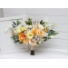 Spring & Summer Wedding Cascading Bouquet in Orange, Peach, Yellow & Dusty Blue | Faux Bridal & Bridesmaid Bouquets