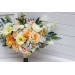 Spring & Summer Wedding Cascading Bouquet in Orange, Peach, Yellow & Dusty Blue | Faux Bridal & Bridesmaid Bouquets