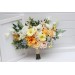 Spring & Summer Wedding Cascading Bouquet in Orange, Peach, Yellow & Dusty Blue | Faux Bridal & Bridesmaid Bouquets