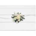 Wedding Boutonniere & Wrist Corsage in White & Ivory | Faux Flower Accessories