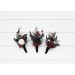 Wedding Boutonnieres & Wrist Corsage in Black, White, Silver & Burgundy | Faux Flower Accessories