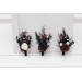 Wedding Boutonnieres & Wrist Corsage in Black, White, Silver & Burgundy | Faux Flower Accessories
