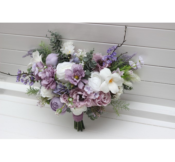 Lavender & Lilac Bridal Bouquet | Faux Purple Wedding Flowers & Bridesmaid Bouquets