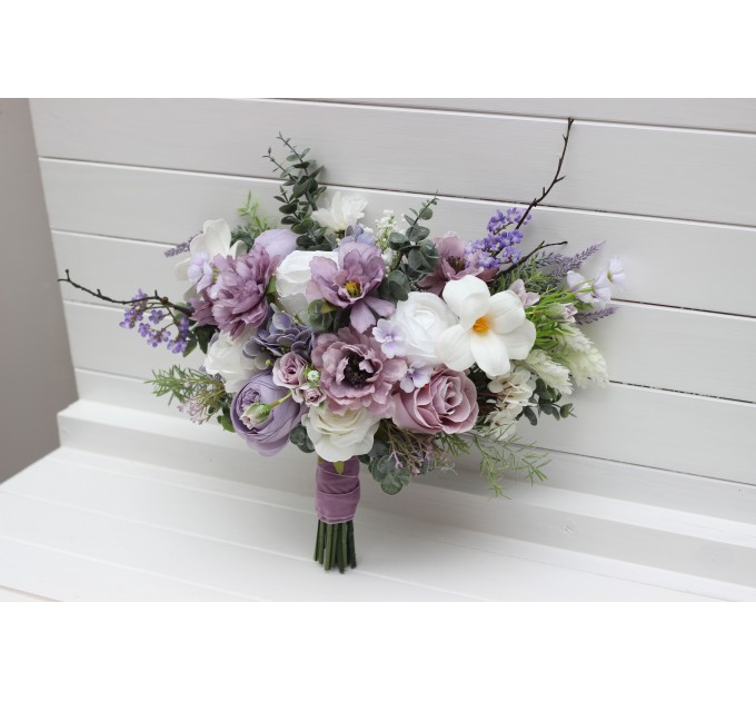 Lavender & Lilac Bridal Bouquet | Faux Purple Wedding Flowers & Bridesmaid Bouquets