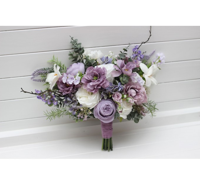 Lavender & Lilac Bridal Bouquet | Faux Purple Wedding Flowers & Bridesmaid Bouquets