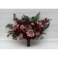 Wedding Bouquets in Dusty Rose, Burgundy & Deep Green | Faux Bridal & Bridesmaid Bouquets