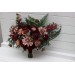 Wedding Bouquets in Dusty Rose, Burgundy & Deep Green | Faux Bridal & Bridesmaid Bouquets