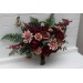 Wedding Bouquets in Dusty Rose, Burgundy & Deep Green | Faux Bridal & Bridesmaid Bouquets