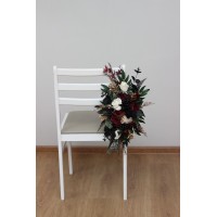 Aisle flowers in burgundy black gold ivory scheme. Chair flowers. Sign flowers. Wedding flowers. Flowers for wedding decor. 0032