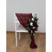 Aisle flowers in burgundy black gold ivory scheme. Chair flowers. Sign flowers. Wedding flowers. Flowers for wedding decor. 0032