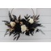 Flower hoop ivory black gold colors. Alternative bridesmaid bouquet. 5159