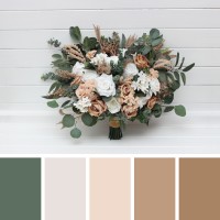 Bouquets in beige tan white color theme. Bridal bouquet. Faux bouquet. Bridesmaid bouquet. 5290