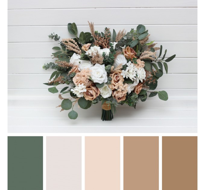 Wedding Bouquets in Beige, Tan & White | Faux Bridal & Bridesmaid Bouquets