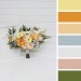 Spring & Summer Wedding Cascading Bouquet in Orange, Peach, Yellow & Dusty Blue | Faux Bridal & Bridesmaid Bouquets