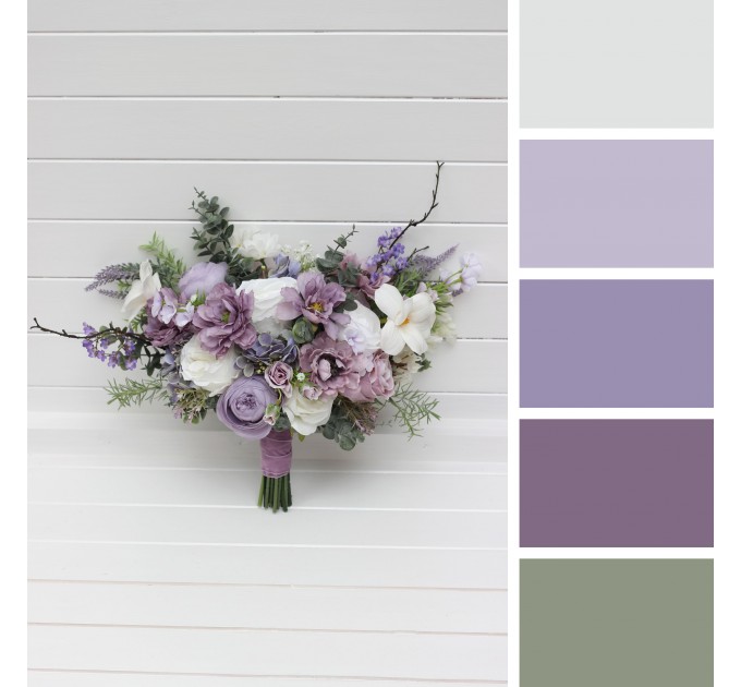 Lavender & Lilac Bridal Bouquet | Faux Purple Wedding Flowers & Bridesmaid Bouquets